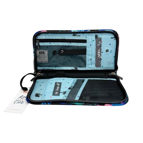 Lug Tango SE Travel RFID Wallet Nylon Quilted Floral Black Blue Pink Green White - Picture 7 of 13